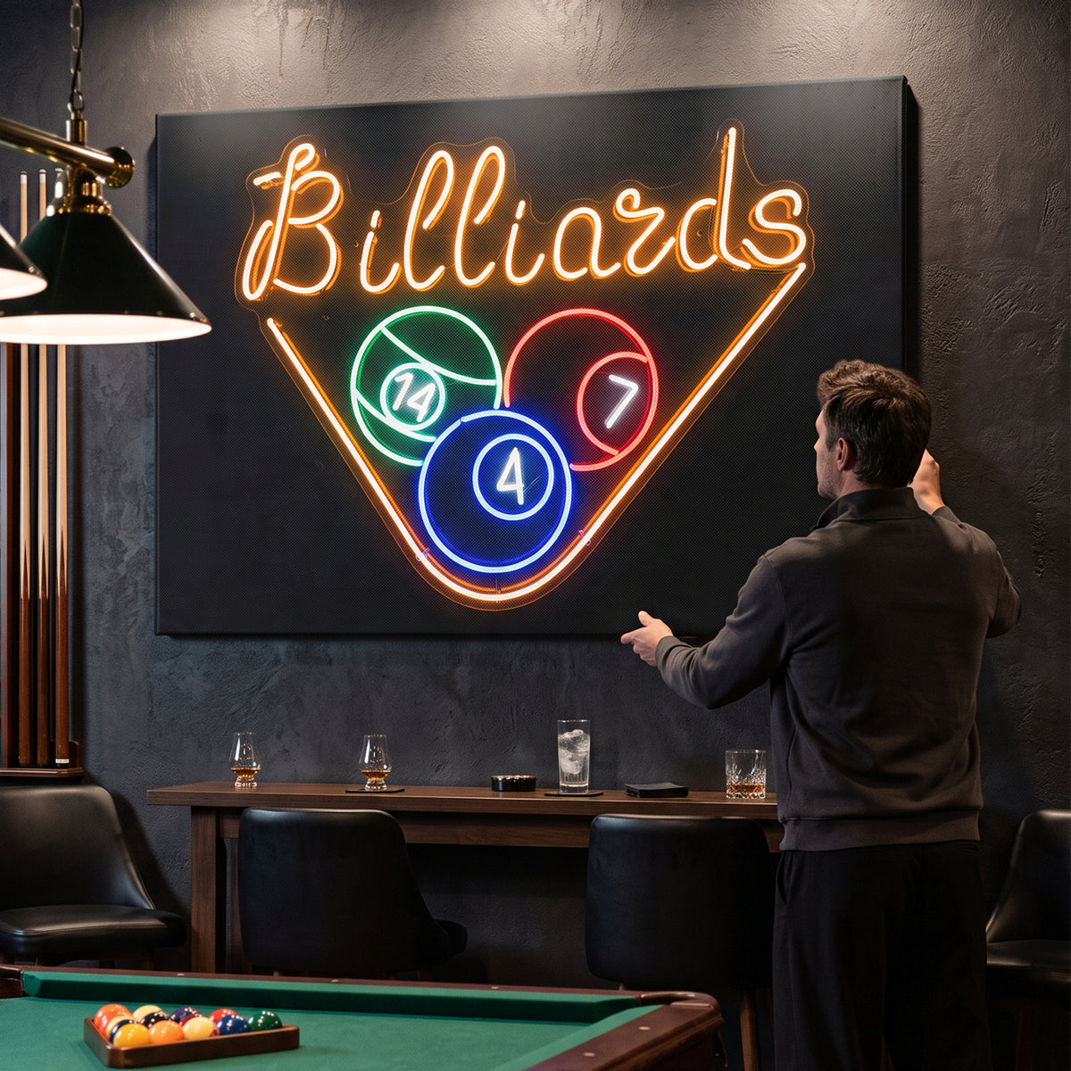 Neon Billiards Sign