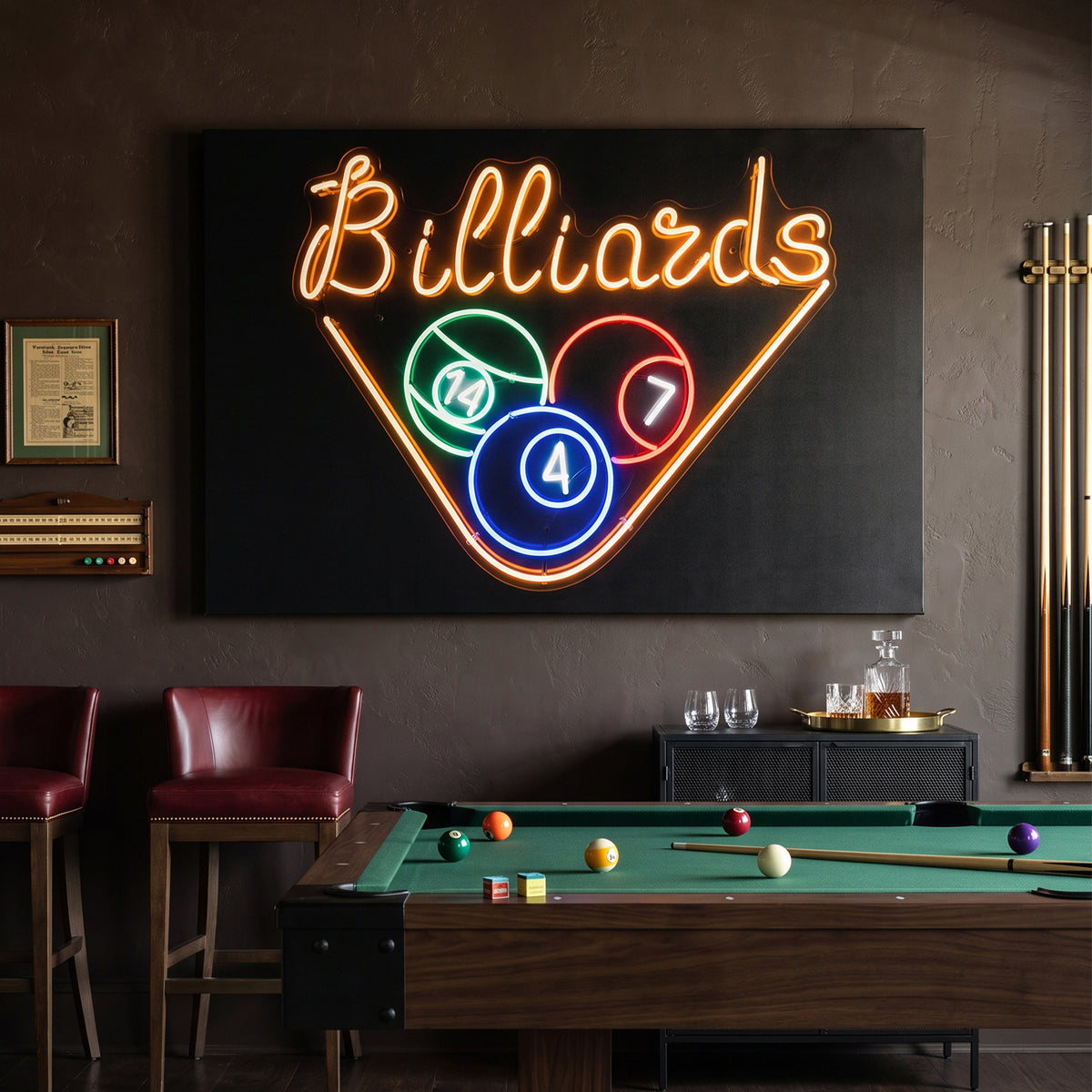 Neon Billiards Sign