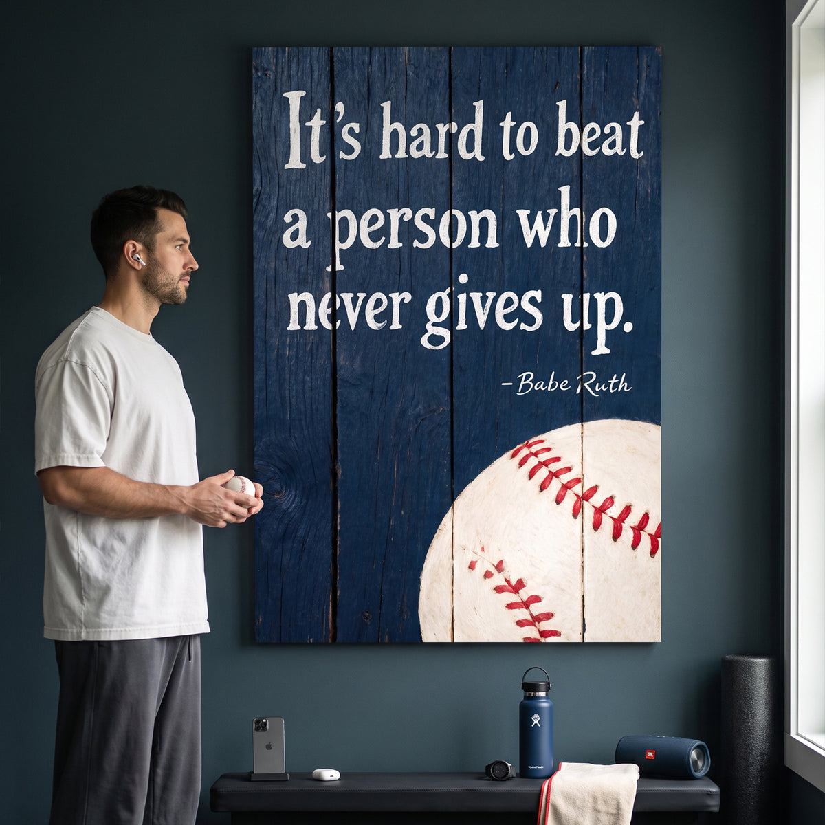 Never Gives Up Baseball Plank