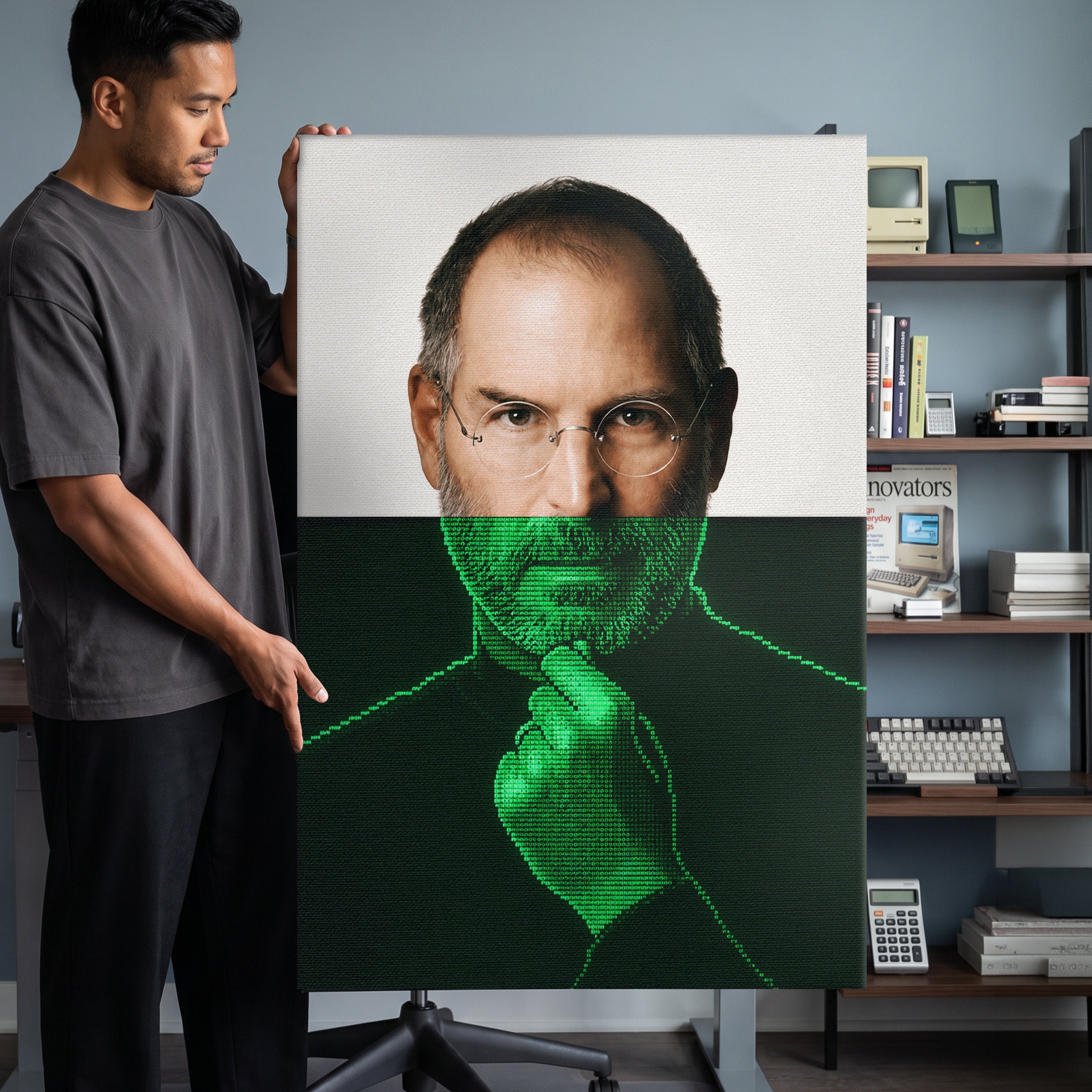 Steve Jobs Apple Screen Portrait