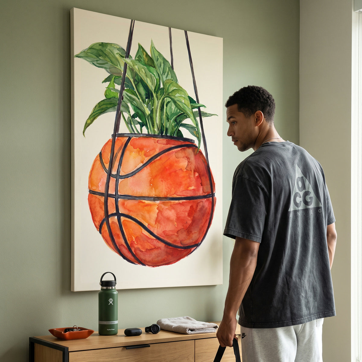 Basketball Plant Watercolor