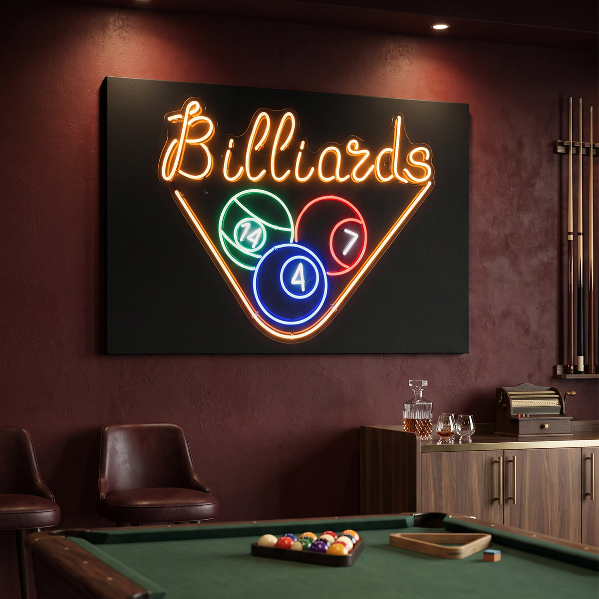 Neon Billiards Sign