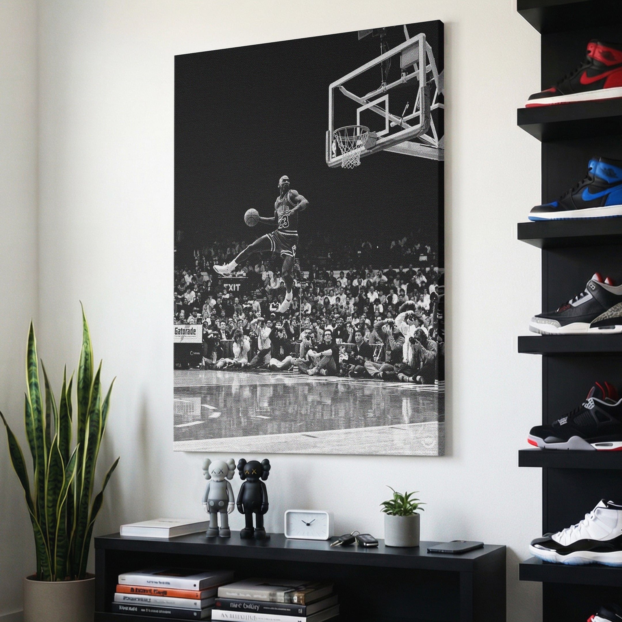 Michael Jordan 3D ウォールアート Michael Jordan Black and White Wall Art - Frozen in Time | IKONICK