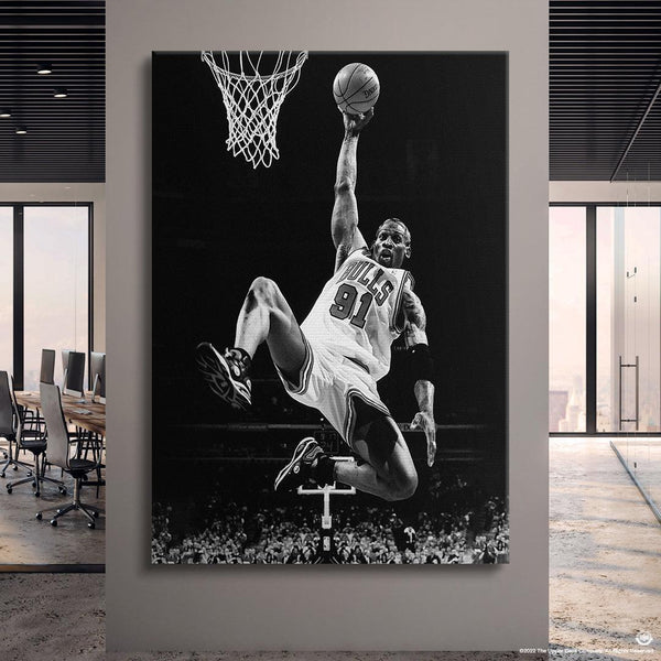 Michael Jordan Dunk Pose Black & White Art Canvas 