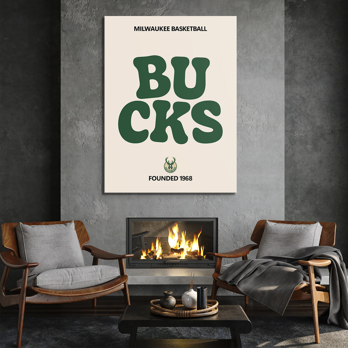 Text Arr Broken Text - Bucks - Officially Licensed NBA Canvas Art
