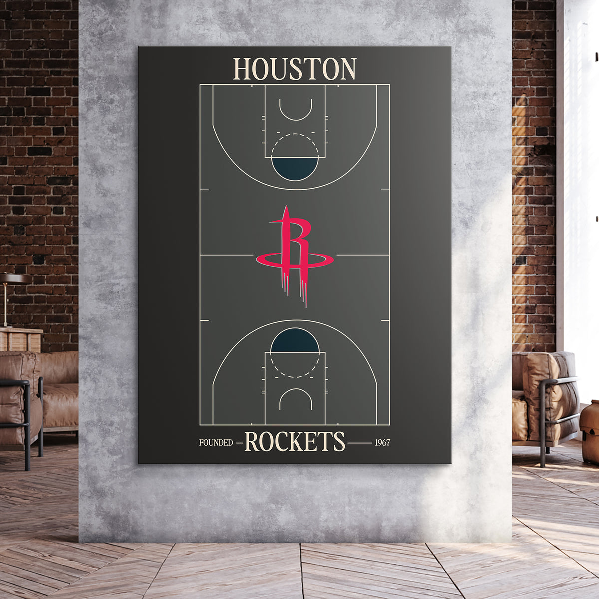 Top Court Design - Rockets - Officially Licensed NBA Canvas Art