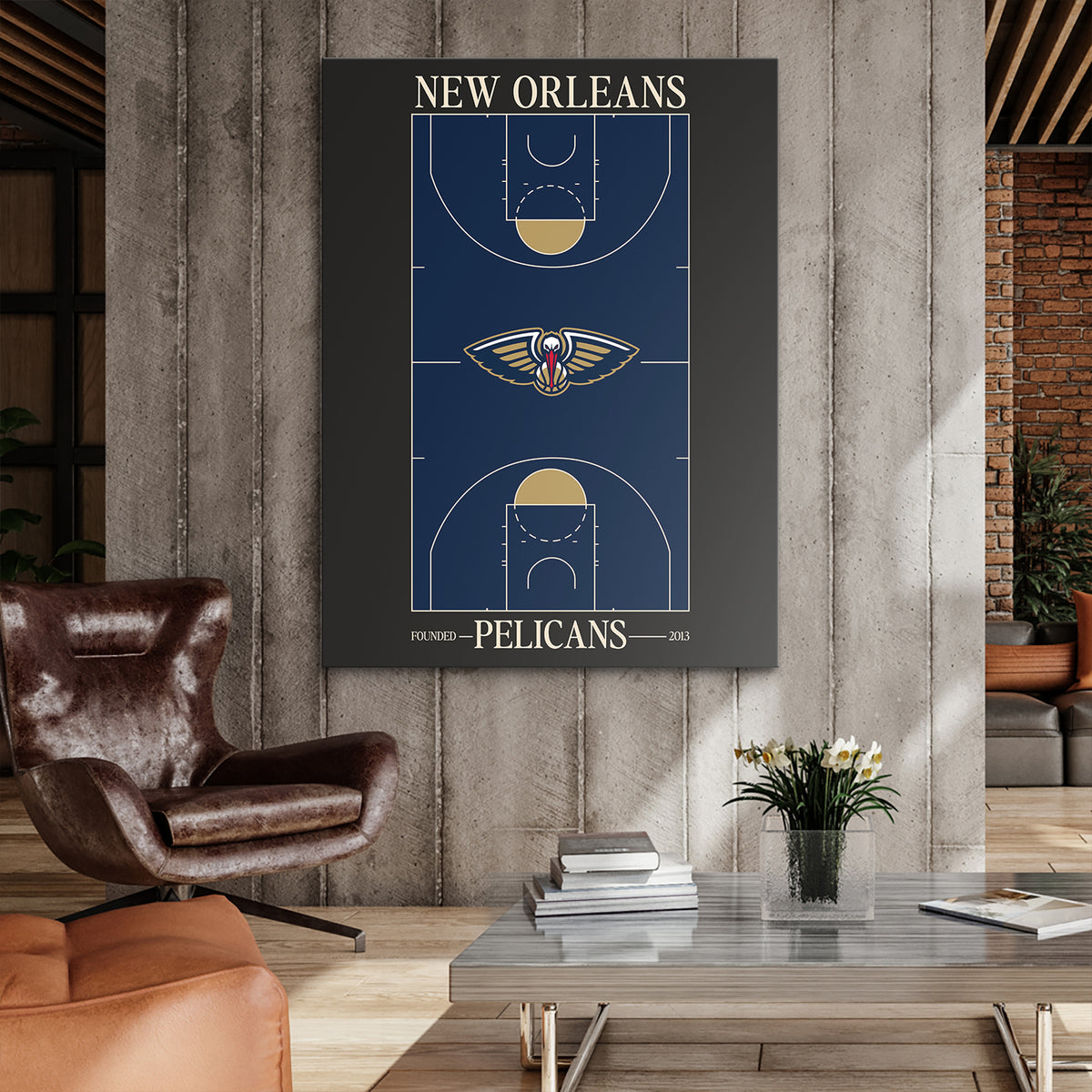 Top Court Design - Pelicans - Officially Licensed NBA Canvas Art
